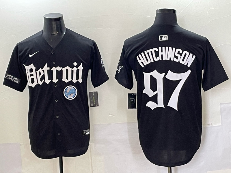 Men 2025 Detroit Lions 97 Hutchinson Black NFL jersey 0018